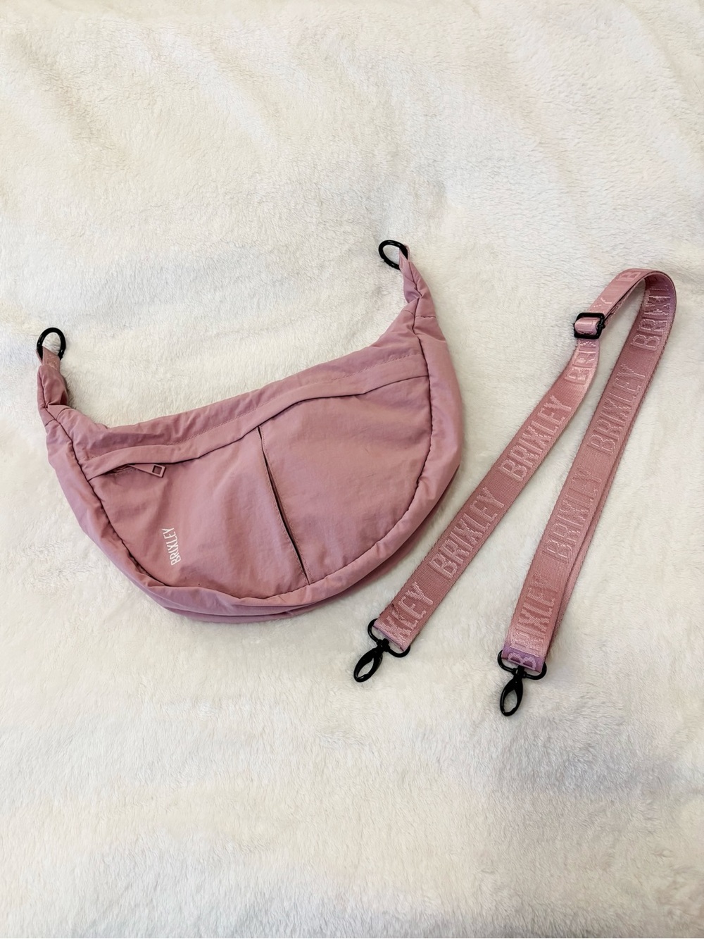 dusty pink crescent crossbody bag // Brixley crescent bag in peony